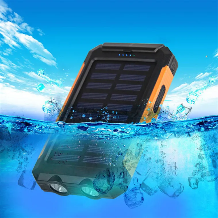 

Waterproof Solar Power Bank 20000mah Dual USB Li-Polymer Solar Battery Charger mobile battery for iphone x 8 7 samsung s8