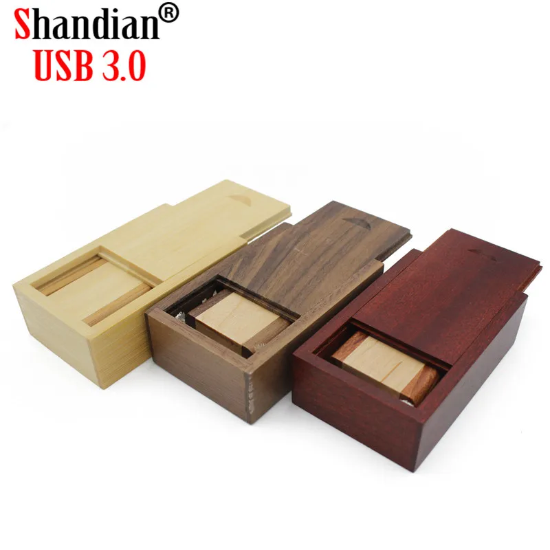 SHANDIAN USB 3,0 логотип на заказ Деревянный usb+ коробка usb флэш-накопитель nutural wood endrive 4 ГБ 8 ГБ 16 ГБ 32 ГБ 64 ГБ свадебный подарок