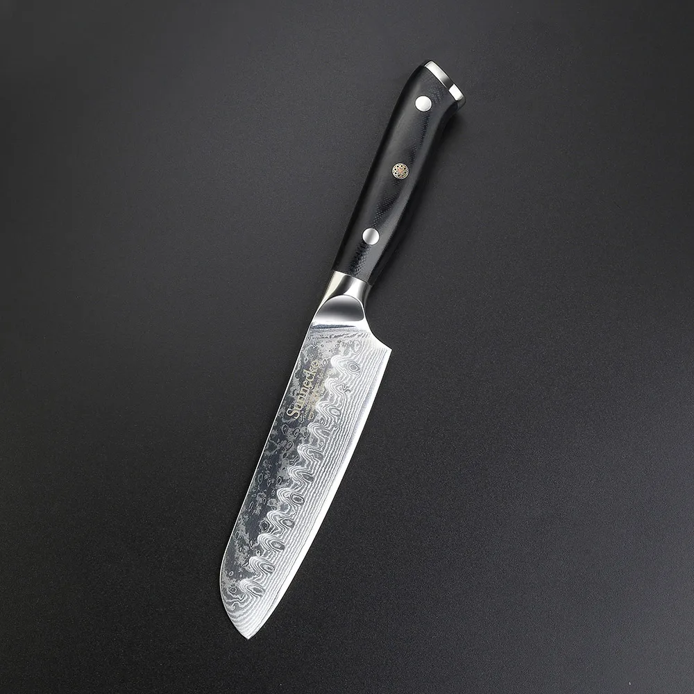 SUNNECKO 5 дюймов Santoku кухонный нож японский Damscus VG10 стальное лезвие бритвы острый G10 Ручка Мясо Фрукты резки кухонные ножи