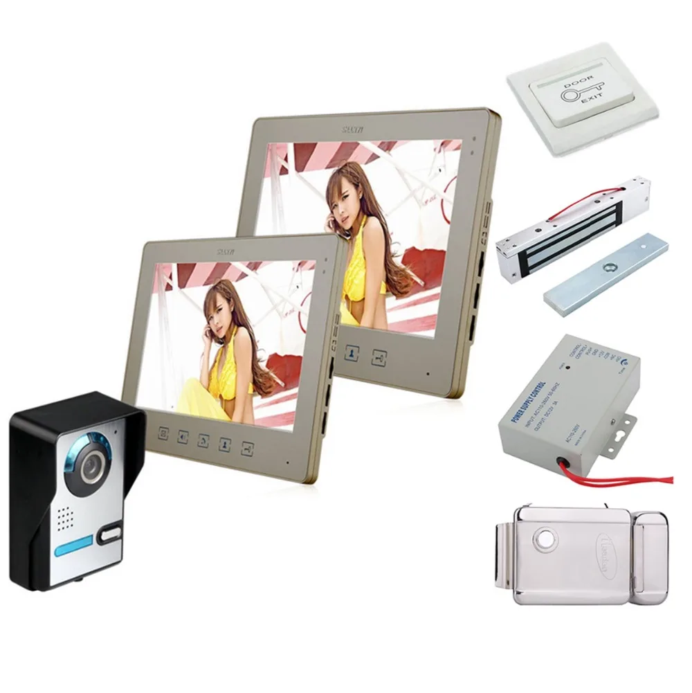 

Home Set 7 Inch Color LCD Monitor 1to2 Video Door Phone Doorbell Intercom Kit ABS plastic IR Camera with Night Vision