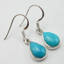Pendientes de GOTA de LA TURQUESA NUEVO TRABAJO HECHO a MANO de plata 1 1/8 pulgadas BESTSELLER