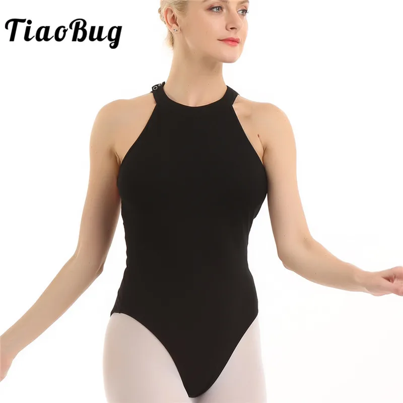 

TiaoBug Halter Sleeveless Floral Print Mesh Back Ballet Leotard Women Adult Gymnastics Leotards Yoga Bodysuit Cotton Dance Wear