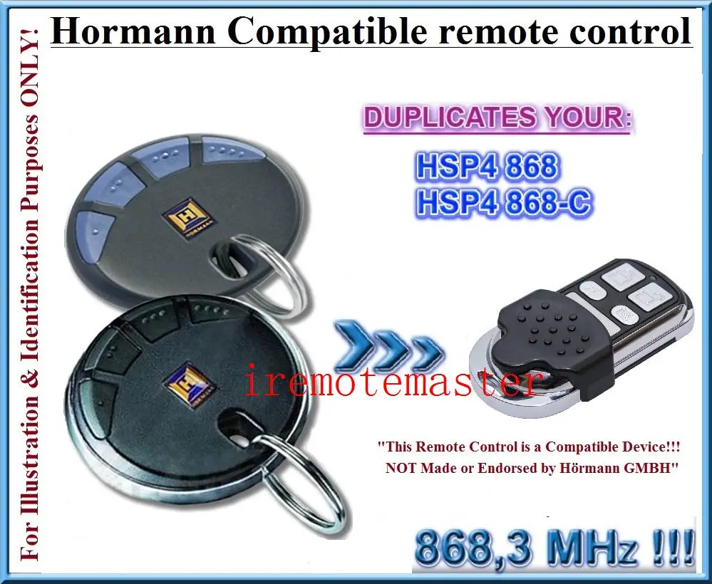 

Hormann HSP4 868 HSP4 868-C GATE Door Hand Remote Control Copy/Duplicator 868.3MHz free shipping