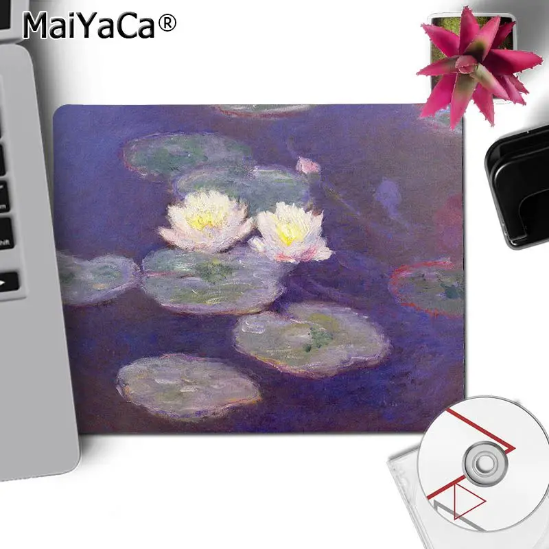 MaiYaCa Monet сад Лотос маленький игровой коврик для мыши Настольный коврик игровой коврик для мыши для ПК ноутбук - Цвет: No Lock Edge18x22cm