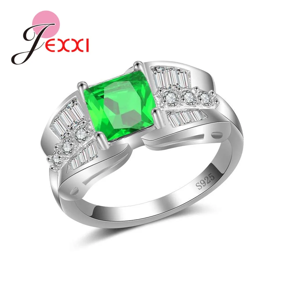 

JEXXI 100% 925 Sterling Silver and CZ Crystal Zirconia Paved Inlay Rings for Women Gifts Creative Design Lady Fashion Jewelry