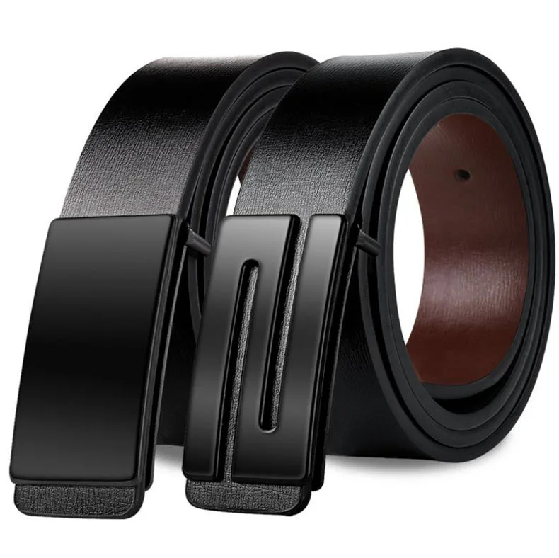 

Fashion Design Men Belts Luxury Smooth buckle belts men High quality Cowhide leather belts for male ceinture homme K01F