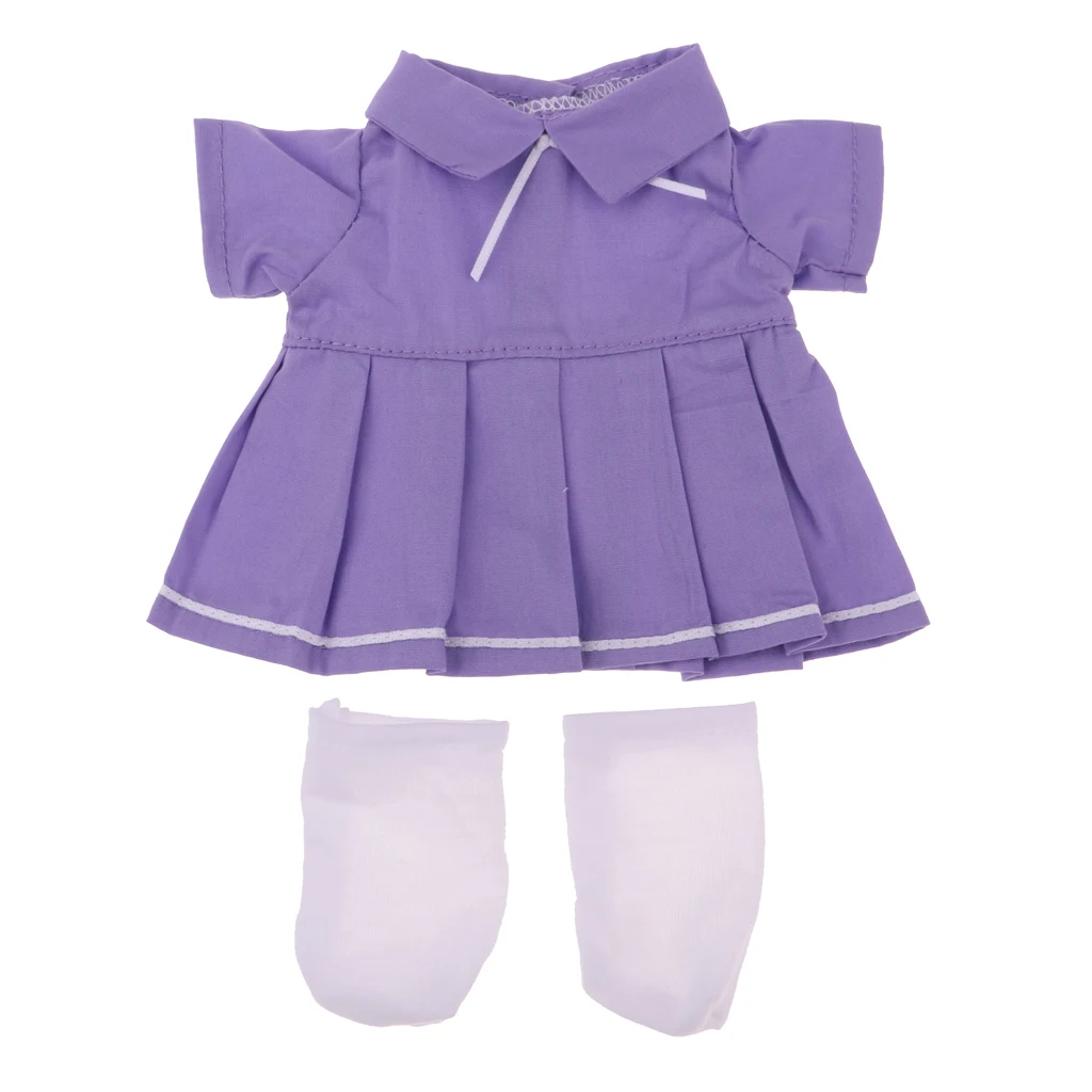 3pcs Purple Clothes Suit for Mellchan Baby Doll 9-11inch Girl Doll Dress Skirt Socks Clothing Accessories