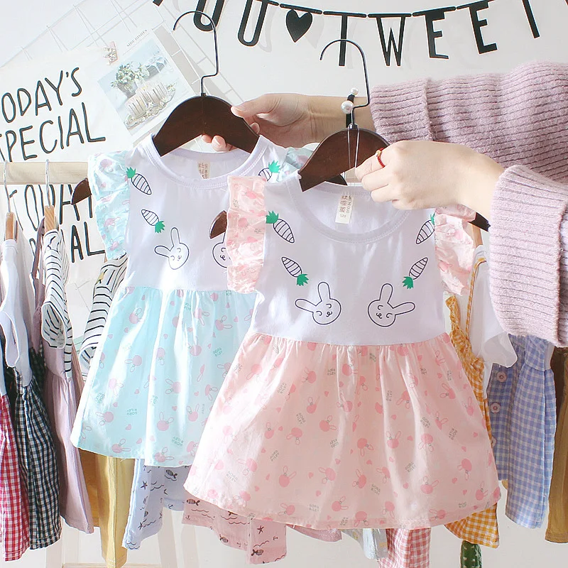 Summer Baby Princess Dresses For Kids Plaid Birthday Party Dress Casual baby Clothes Toddler Girl Newborn Fake Two pieces Dress (4)