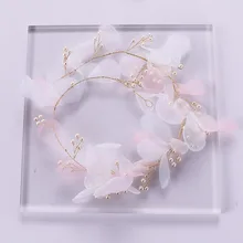New Bohemian Mesh Flower Pearl Tiara Hair Band Fairy Headband Bridal Headdress Wedding Accessories White Headpieces Bride 2019