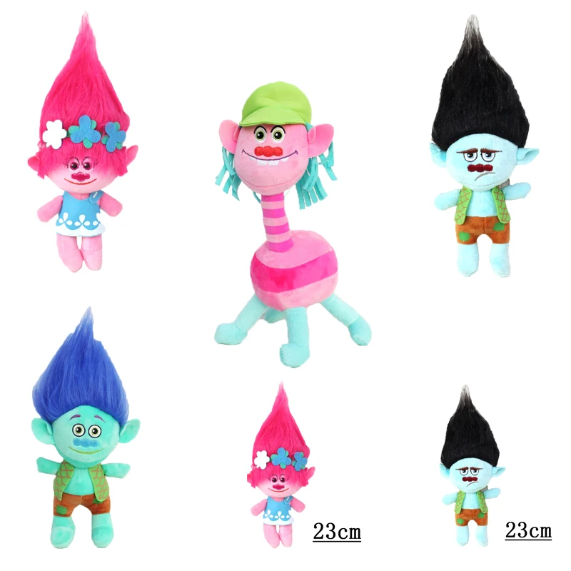 

NEW 23-32cm Movie Trolls Plush Toy Poppy Branch Dream Works Soft Stuffed Cartoon Dolls The Good Luck Trolls Gift for Child