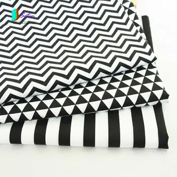 

DIY Material Brief Style 160CM Width Black and White Wave/Triangle/Stripe Pattern 100% Pure Cotton Bedding Fabric S0070