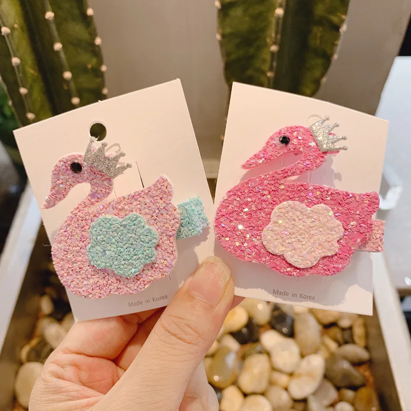 Toddler Girls Hair Clips 2pcs Assorted Swan Hair Accessories Metal