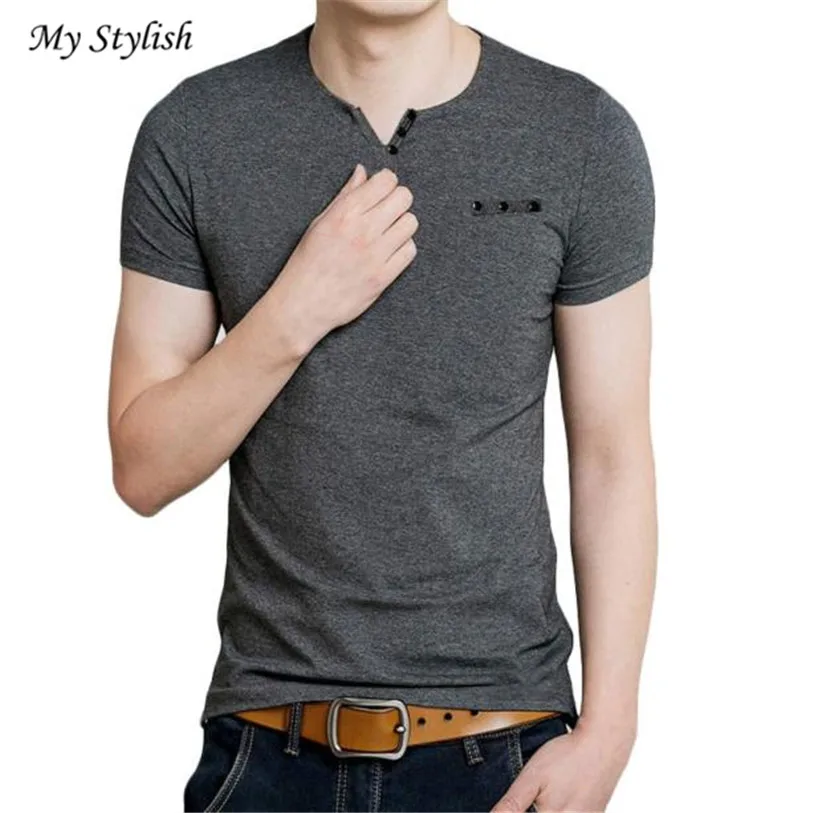 Luxury Brand Men T Shirts 2018 New Fashion Mens Slim Fit V Collar T