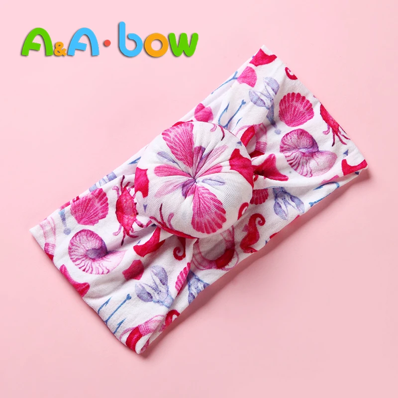 

1pcs Cool Summer Baby Nylon Bow Headband Newborn Bowknot Round Ball Headwrap Girl Kids Hair Band