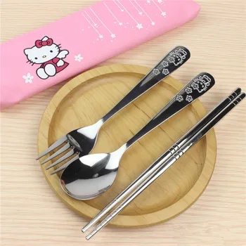 

Stainless Steel Dinnerware Set Spoon Fork Chopsticks with Cloth Pack Travel Outdoor Office Picnic BBQ Kitchen Accessories