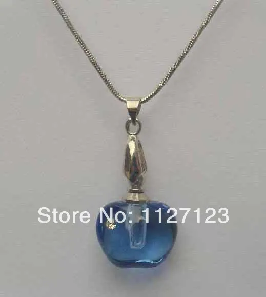 

25pcs/lot blue apple Rice vials pendants rice vial pendant perfume empty glass bottle glass spray perfume bottl .