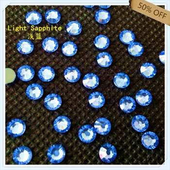 

50% off strong adhesive free shipping SS6 2.1mm LIGHT SAPPHIRE color with 1440 pcs each pack ; for WEDDING DRESSES