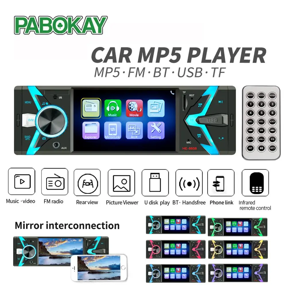 Автомагнитола 1DIN мультимедийный проигрыватель 4 1 дюйма HD MP5 Bluetooth USB TF FM камера|MP4 и
