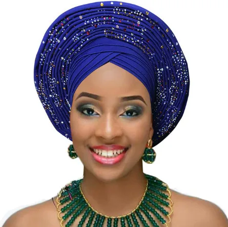 Авто геле aso oke головной убор для aso ebi готов носить головной убор геле - Цвет: royal