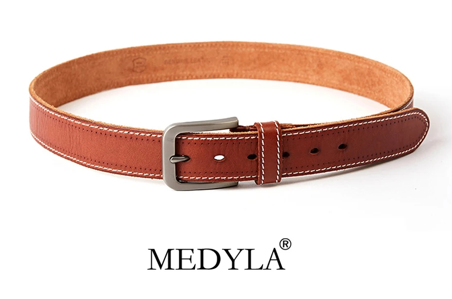 MEDYLA genuine leather men high quality black belt with buckle for jeans leather cowhide casual belts business re