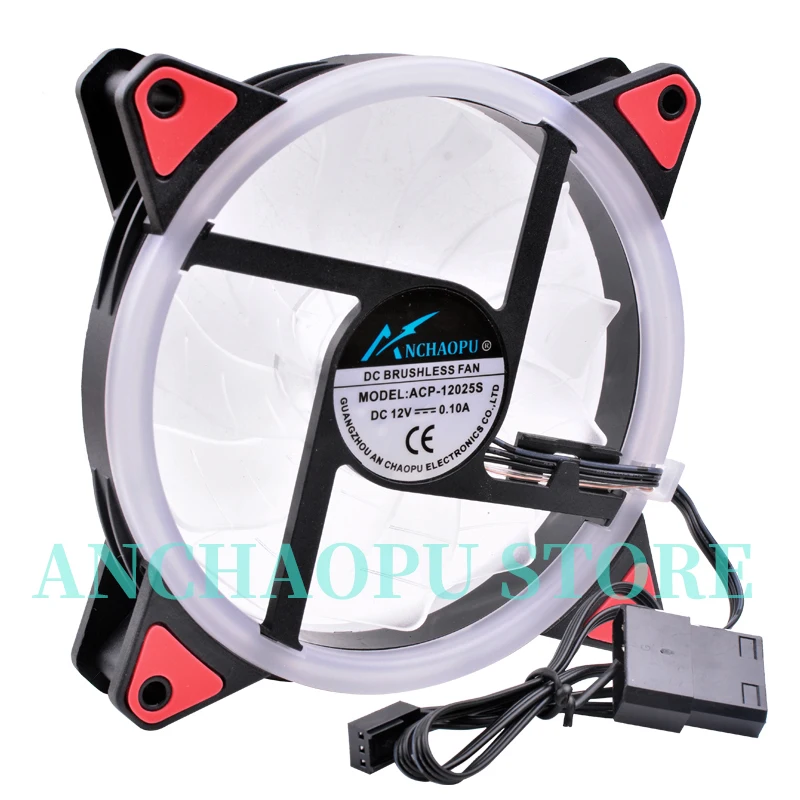 12 см 120 мм вентилятор охлаждения ANCHAOPU 120x120x25 DC12V 0.10A 3 линии RGB цветной светодиодный