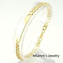 Акция! Мода Панк Нержавеющей Стали ID Любят Пустой Золото заполненные Манжеты Браслеты Рок бренд aliexpress Подарок браслеты KB146