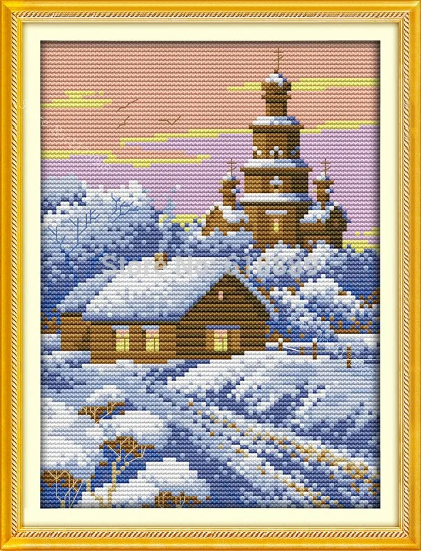 Winter-Evening-Counted-Cross-Stitch-14CT-Unfinished-Handmade-Cross-Stitch-Sets-landscape-Cross-Stitch-Kit-Embroidery 