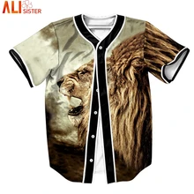 Мужская бейсбольная рубашка alissister, Джерси, принт со львом, летняя сорочка в стиле хип-хоп, женская рубашка на пуговицах, мужские рубашки, уличная одежда, мужские топы, Прямая поставка