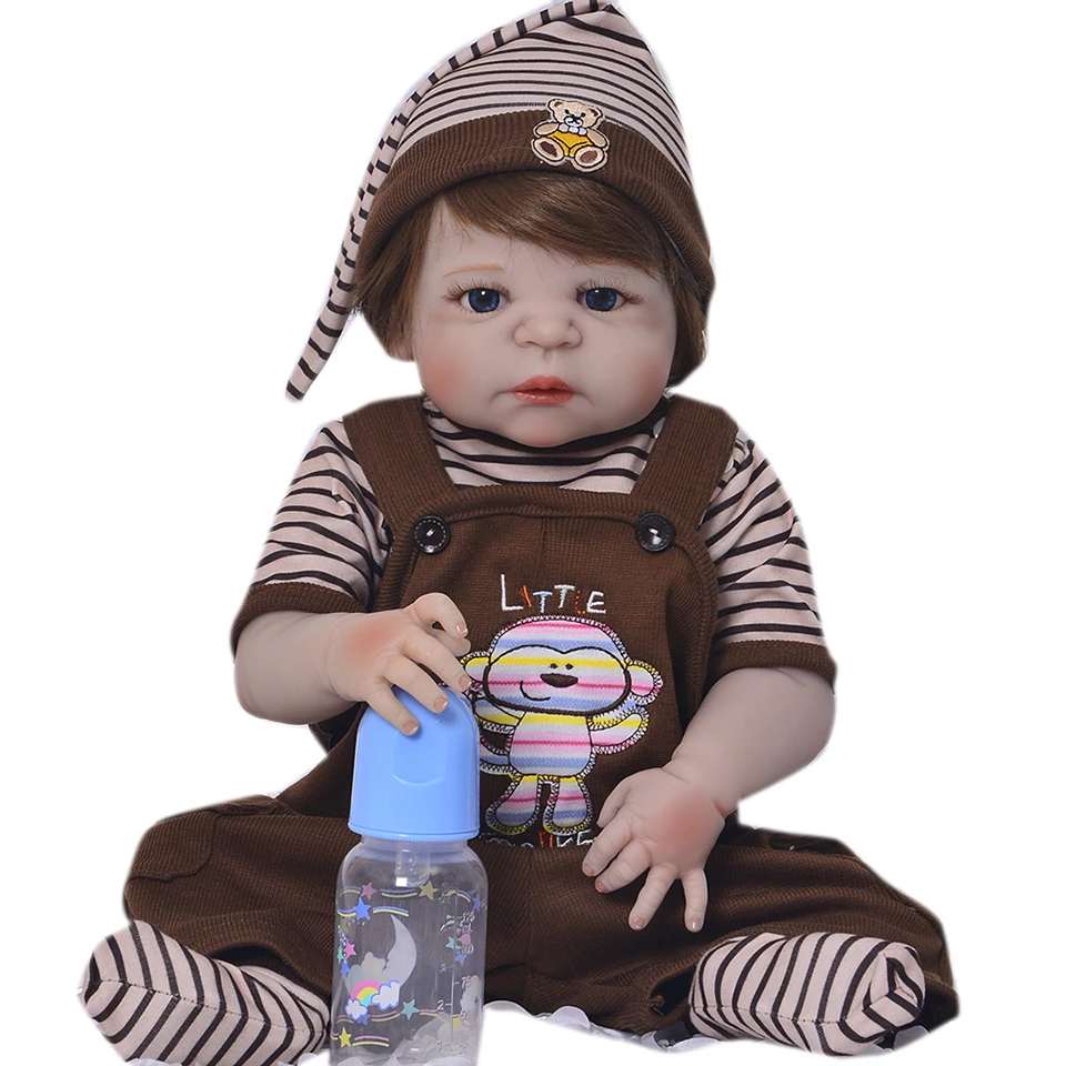 

23'' Full Silicone Vinyl Reborn Dolls Babies With Magnetic Pacifier Realistic Reborn Dolls Gold Hair Boy Bebe Kids Birthday Toy