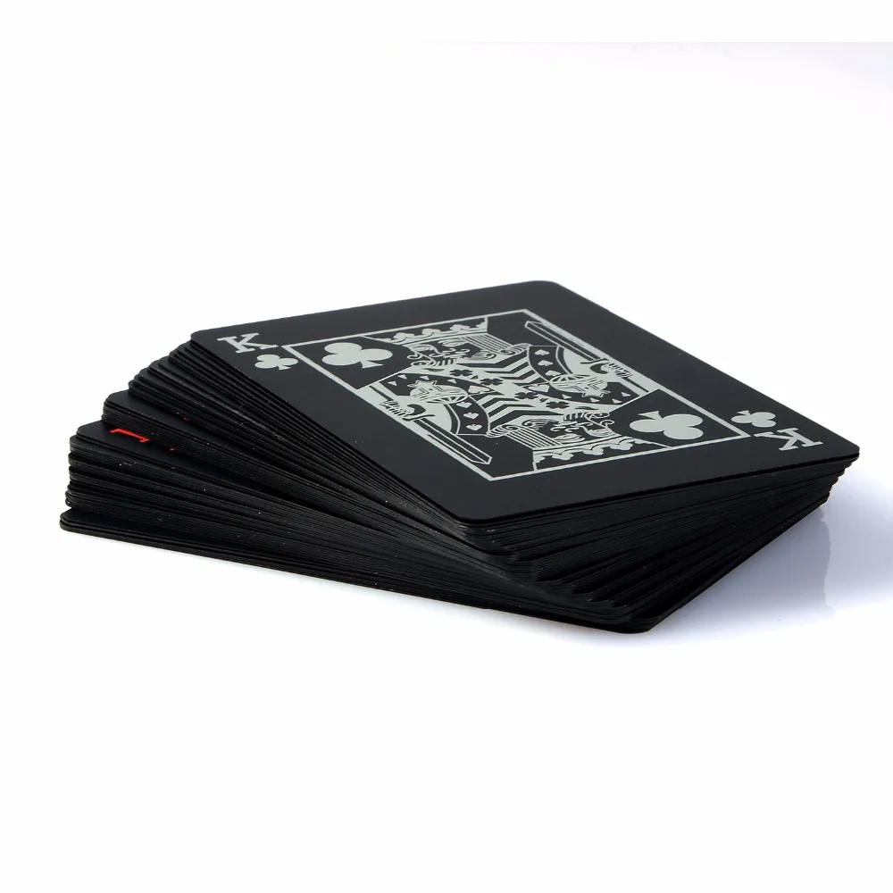 55 шт крутые Черные Водонепроницаемые пластиковые ПВХ игральные карты покер карты Крупным планом волшебные карты Игры покер карты настольные игры коробка-Упакованные