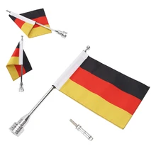 Motorcycle Decoration Aluminum Flag Pole With Germany Flag For Harley Road King Sportster Honda GL1800 Adjustable Mount Banner