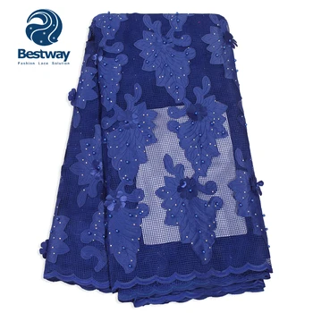 

Bestway African lace Fabric Laser Rhinestones For Women Party Dresses 2020 3D Beads High Quality Nigerian Fabrics Lace Materials