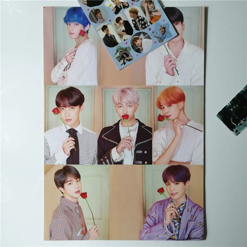 8*(42x29 см) Bangtan мальчики вокруг плакатов наклейки на стену подарок KPOP дропшиппинг плакаты Jung Kook V SUGA JIMIN RM JIN