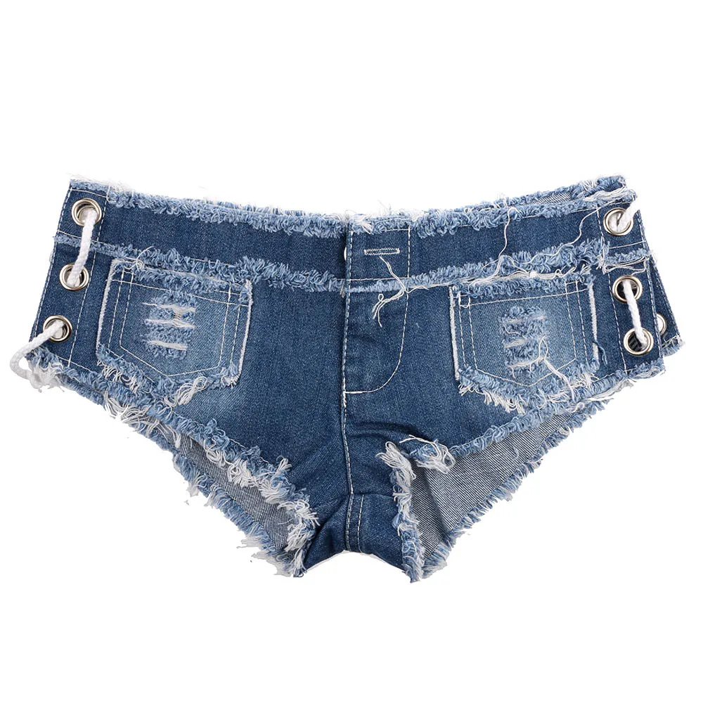 Женские сексуальные джинсовые супер короткие джинсы со шнуровкой сбоку узкие