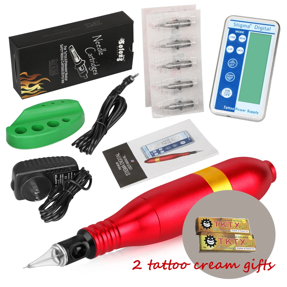 Complete Tattoo Machine Rotary Tattoo Kit With Needles Permanent Makeup Machine Tattoo Supply eyebrow 2 Paste