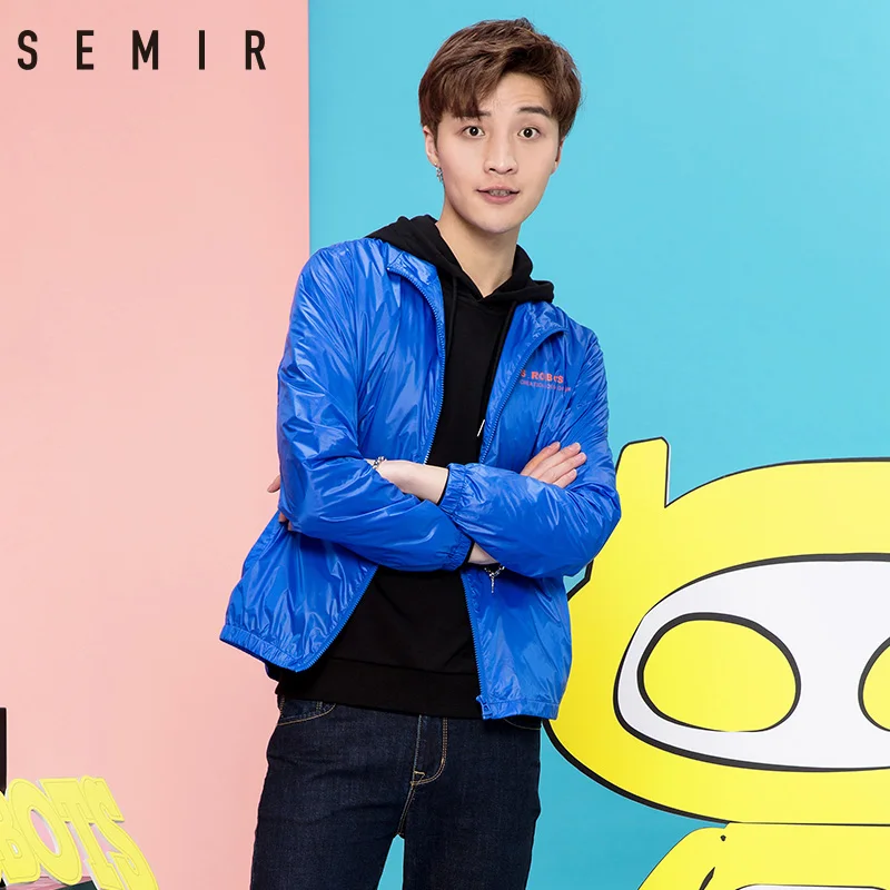 SEMIR куртки мужские Длинные рукава пальто мультфильм принт тонкие ветрозащитные