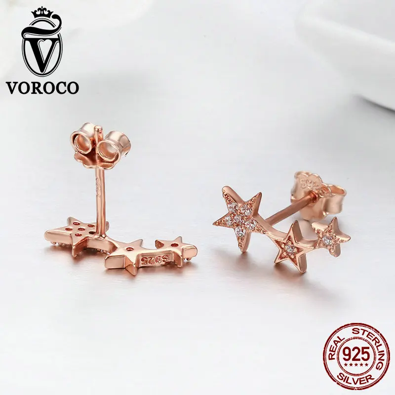 Женские серьги гвоздики VOROCO из стерлингового серебра 925 пробы с блестящими