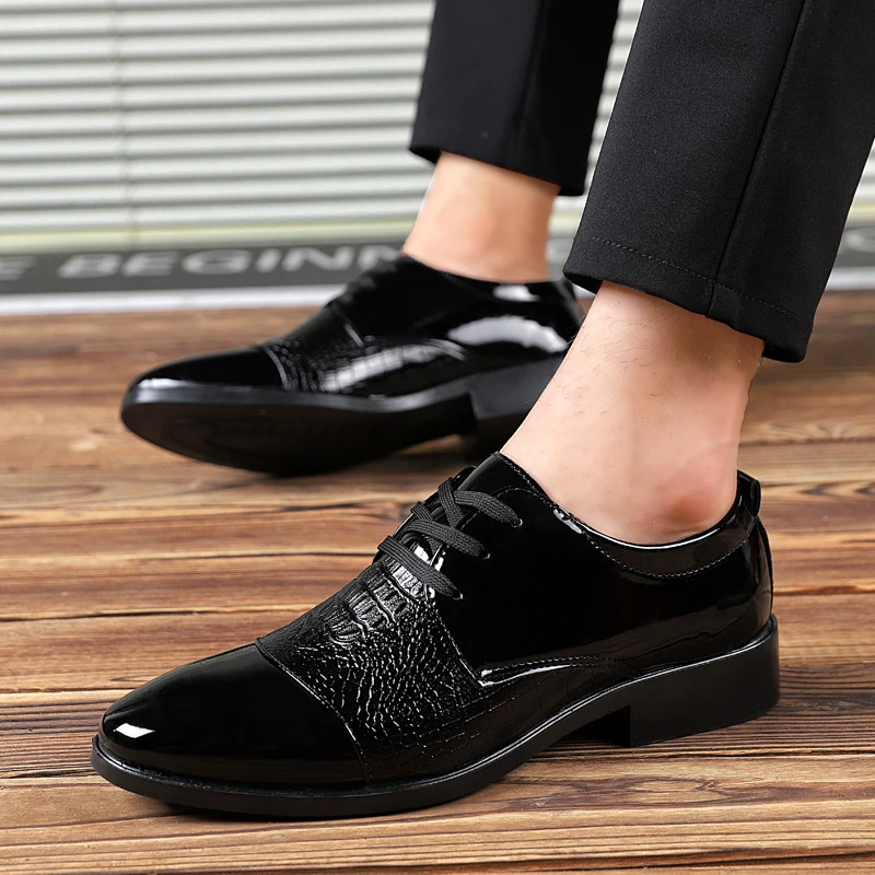 elegant british formal dress leather shoes men fashion snake skin pointed dress office dress footwear brogue oxford shoes men (13)