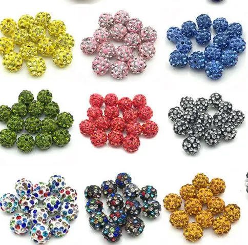 

8mm 100pcs/lot hot mixed Beads bracelet making findings new arrival necklace Rhinestone disco ball Spacer crystal