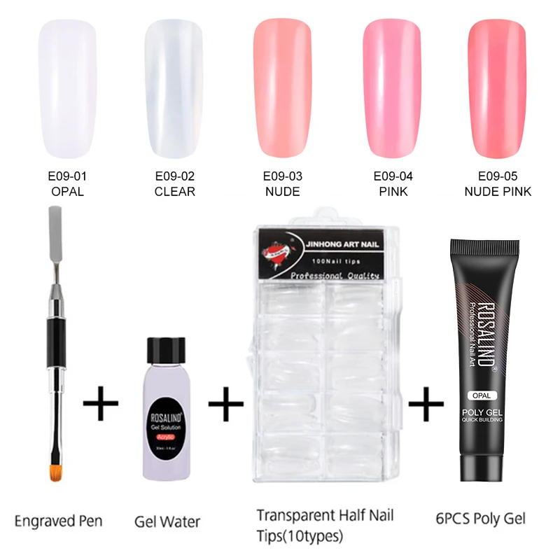 (8 шт./лот) набор полигелей ROSALIND для ногтей полуперманентный удлинитель