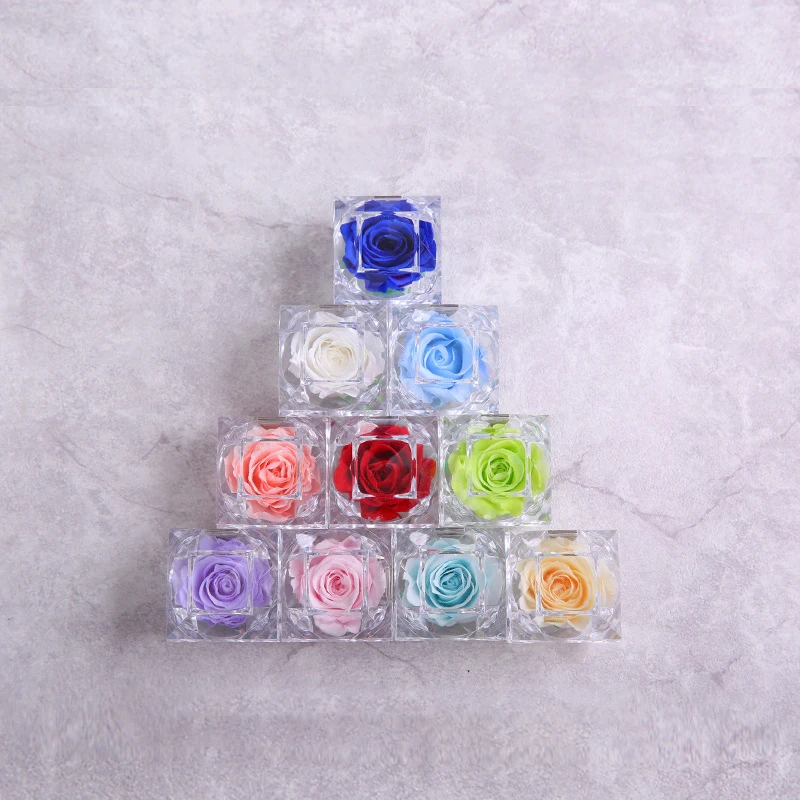

Everlasting flower Decorative Fresh Preserved Rose Flower Crystal Ring Box Wedding Souvenir Valentine's Day Birthday Gifts