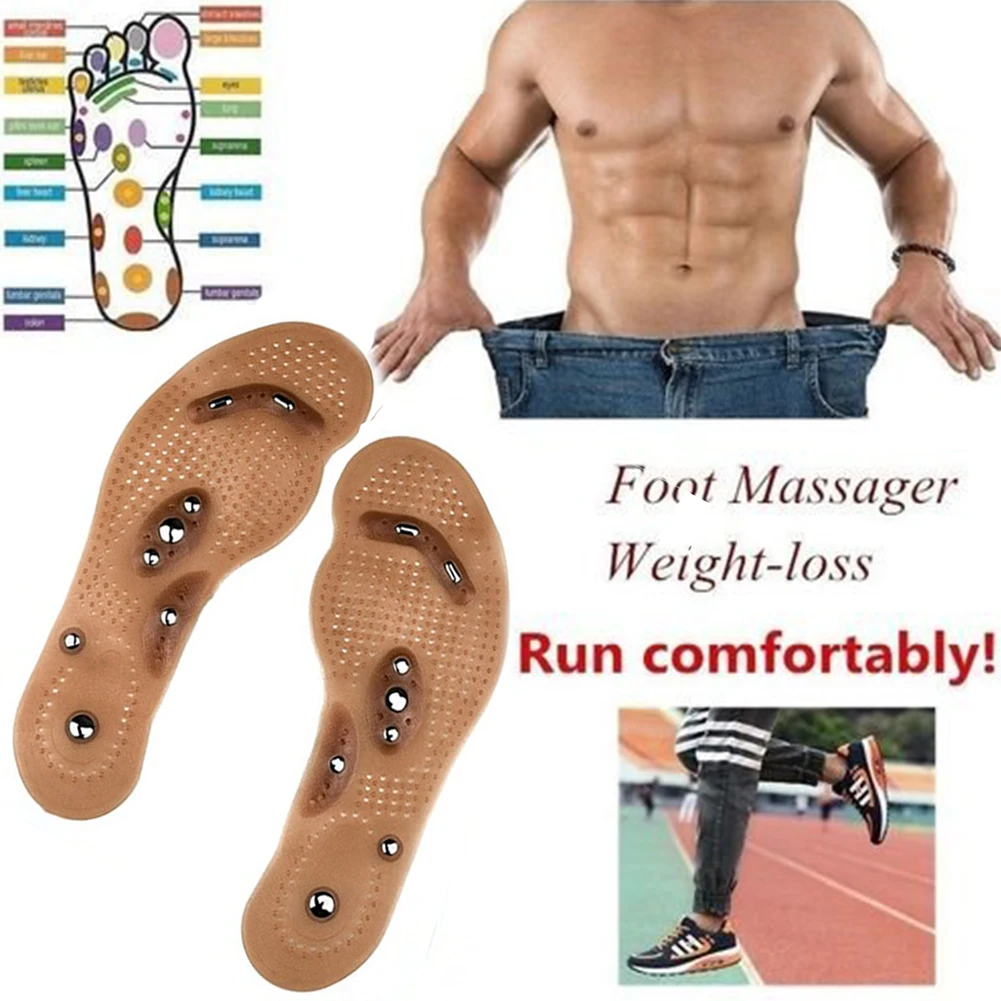 

Unisex Insole 8 Magnet Point Therapy Comfort Shoe Pads Brown Massage Foot Acupuncture Breathable Anti-Fatigue Cushion