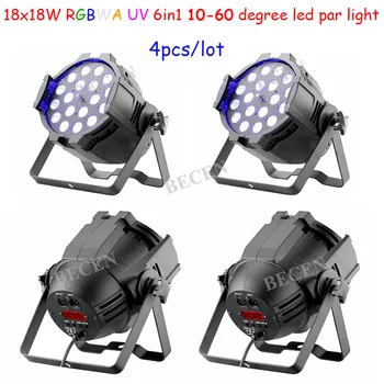 

18x6in1 Zoom Led Par Light RGBWA UV 10-60 degree LED par light 4pcs for DJ Party Show Ship from US