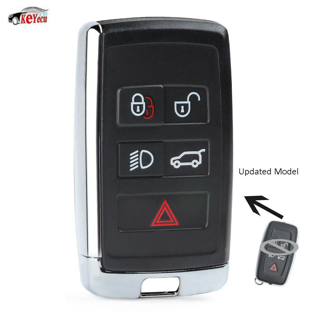 

KEYECU Updated Remote Key Shell Case Fob for Land Rover Jaguar 5 Button - FCC ID: KOBJTF10A