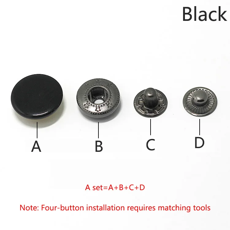 Meetee 20 Набор 12/15/17 мм Ретро Застежка-молния Пресс шпильки с пряжкой для Костюмы кнопки "сделай сам", детская одежда ручная швейная фурнитура D3-6 - Цвет: Черный