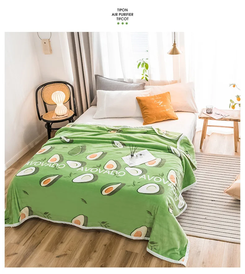 Авокадо Высокое качество утолщаются плюшевые покрывала одеяло 200x230 см высокой плотности супер мягкое фланелевое одеяло для дивана/кровати/автомобиля