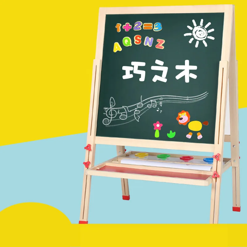  Children drawing board double-sided magnetic small blackboard home teaching bracket Baby drawing bo - 33027667671