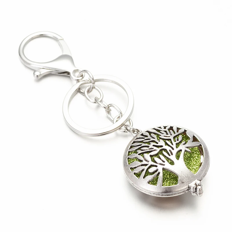 

Aroma Diffuser Tree of Life Open Pendant Magnet buckle Keychain Fashion Bag with Car Key Chain Gift 2/pcs Shiny Pads A07