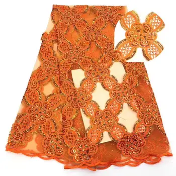 

New French Lace Fabric High Quality Nigeria 3d Tulle Baby Pink Orange Gold Blue Green Purple White African Net Mesh Women Dress