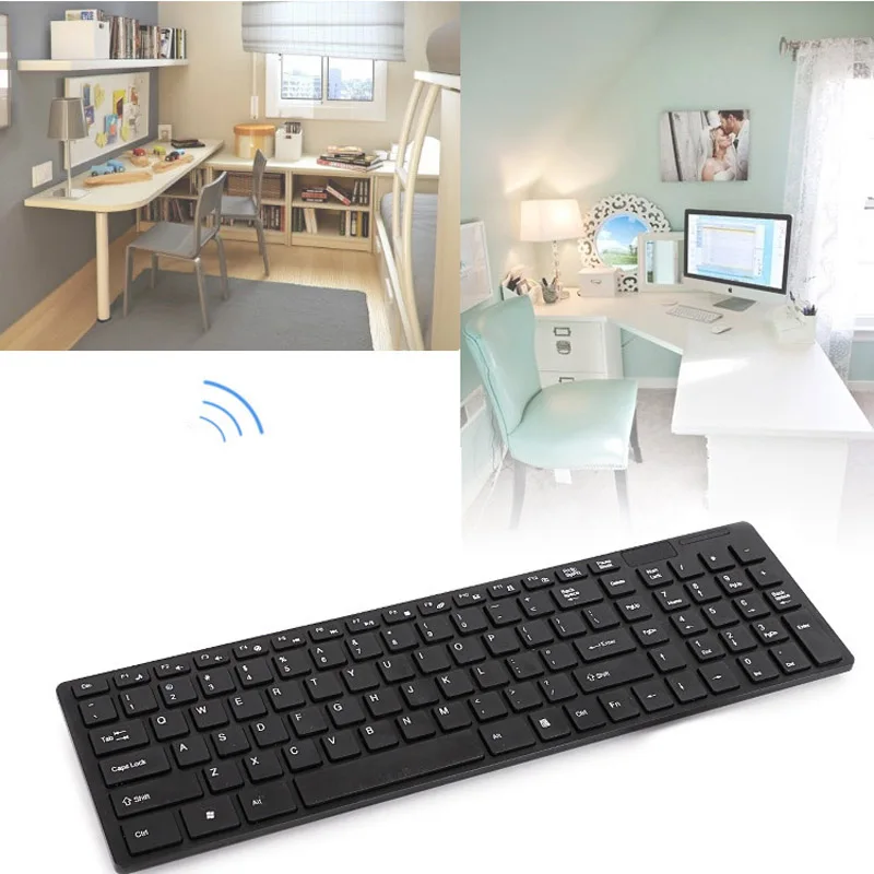 

Gaming Keyboard Mouse Combo Wireless 2.4G Ultra Slim Mute Keyboard Mice Set for PC Laptop Desktop GT66